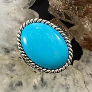 Carolyn Pollack Sterling Silver Oval Turquoise Decorated Ring Variety of Sizes